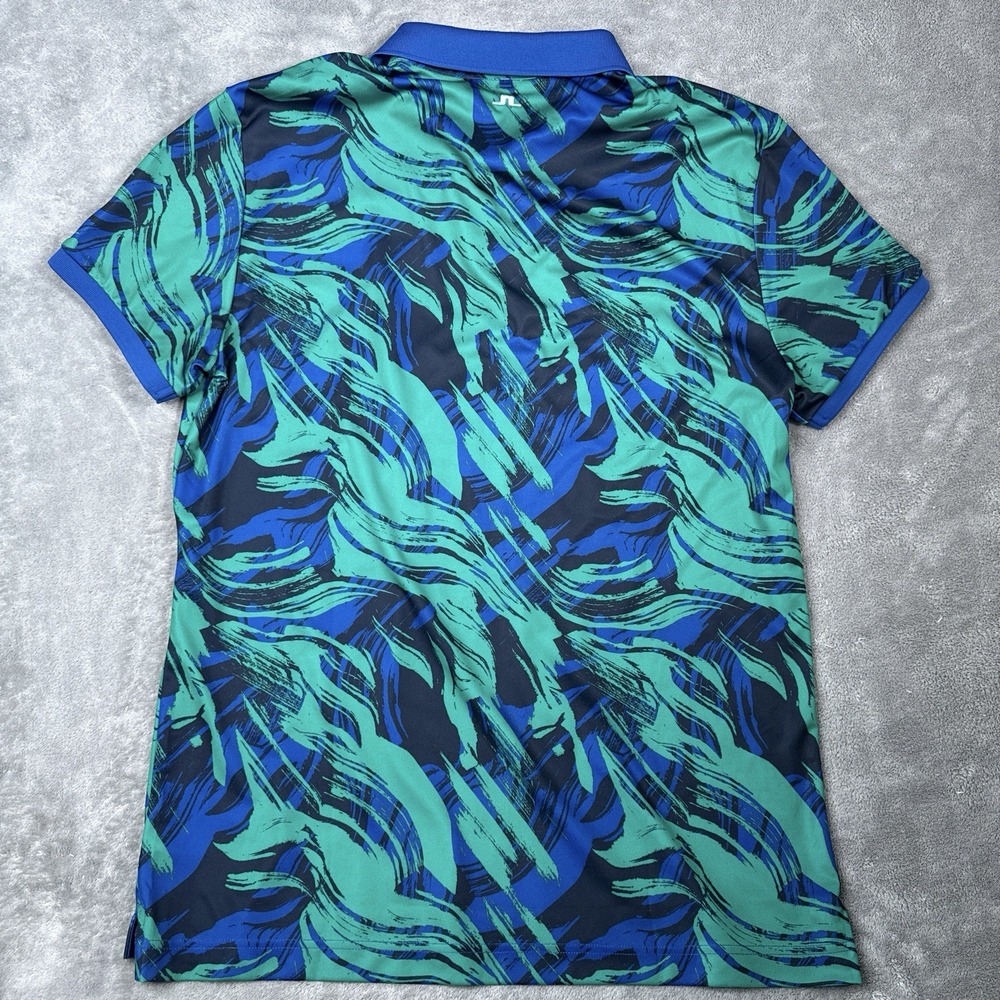 J.Lindeberg Tour Tech Print Polo Mens XL Multicolor Geometric Golf Shirt - Picture 8 of 9